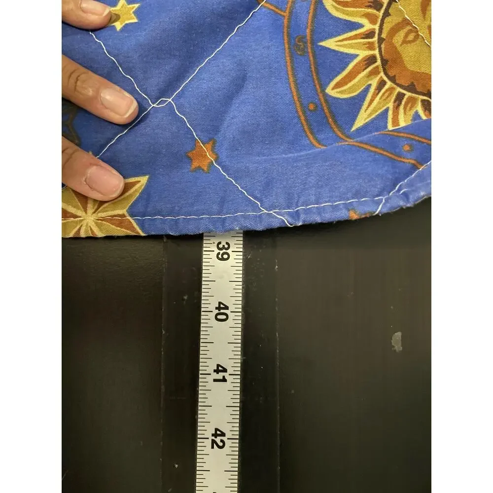 Vintage Throw Blanket Blue Sun Moon Star Celestial 78x51 Quilted Whimsigoth READ